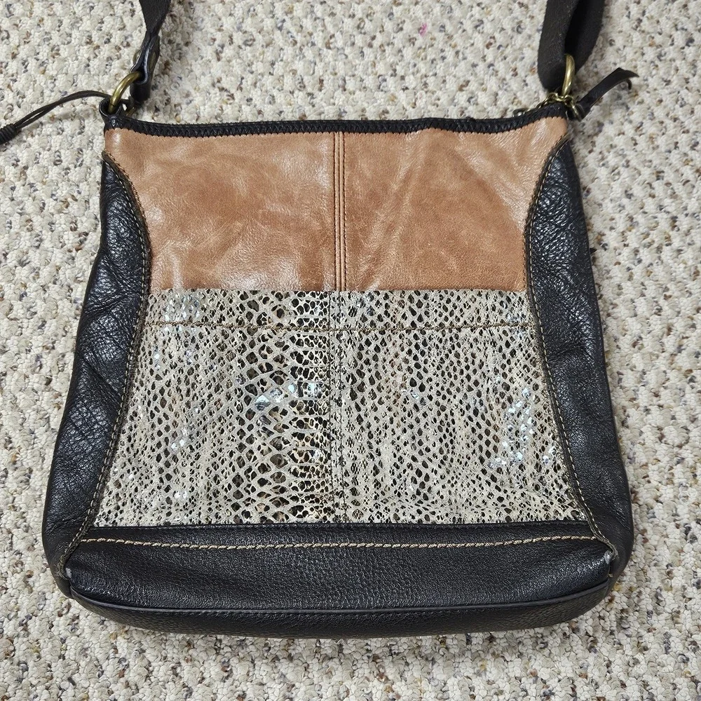 The Sak Leather Crossbody Snake Print Strap Adjustable Tote‎ Purse Shoulder Bag